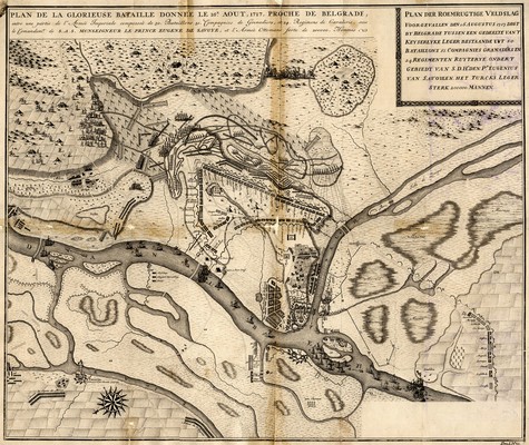 Načrt bitke pred Beogradom, 16. avgust 1717, bakrorez. IAB, ZŠT.