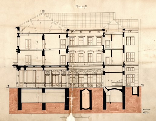 Design of two-storey house of Radovan Barlovac on the corner of Knez Mihailova Street and Uskočka Street, 1848, IAB, ZPM.