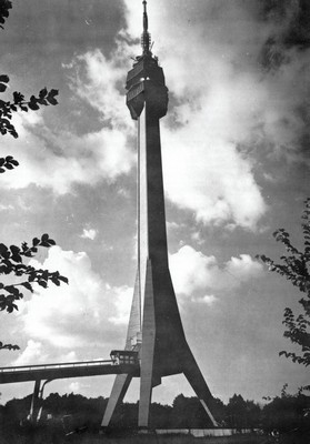 The Avala Tower (Avalski toranj) was built in 1965, according to plan by architects Uglješa Bogunović, Slobodan Janjić and statics engineer and constructor Milan Krstić. It was destroyed in 1999 during NATO bombing but was restored and reopened in 2009, IAB, Zf digitized format.